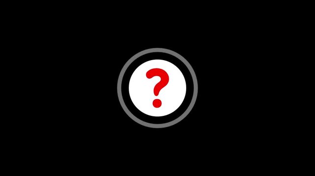 Question mark icon spinning in circle animation on black background
