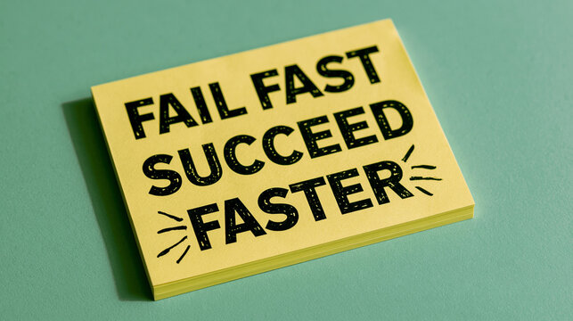 A motivational sticky note with a business concept on a green background
