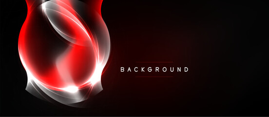 Naklejka premium Abstract red swirl, glowing lines, dark background. Modern design element, suitable for banners or presentations. Simple, elegant.