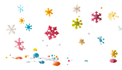 Obraz premium Assorted colorful candy snowflakes against stark black background