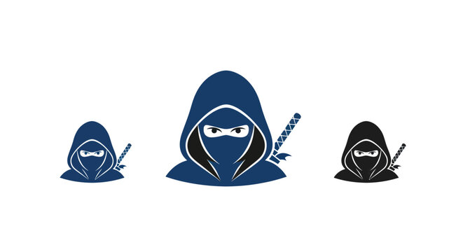 Ninja Icon Set, Stealth Warrior Silhouette, Dark Knight Graphic