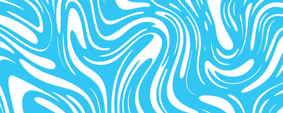 Abstract blue and white liquid fluid marble swirling wave background texture pattern vector illustration