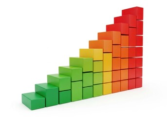 Fototapeta premium Colorful ascending block staircase illustration isolated on white background