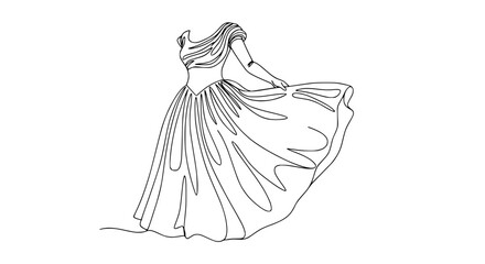 Fototapeta premium Elegant Ball Gown One Line Drawing