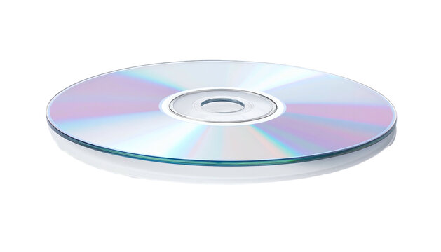 Stack of blank CDs reflects light with iridescent shine on black back