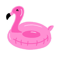 cute pink flamingo pool float summer vibes illustration © arikalubis