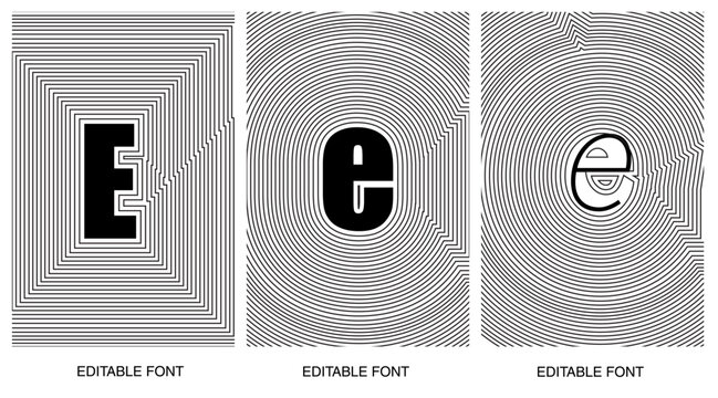 Editable Optical Illusion Typography Poster Set with Abstract Geometric Line Art
