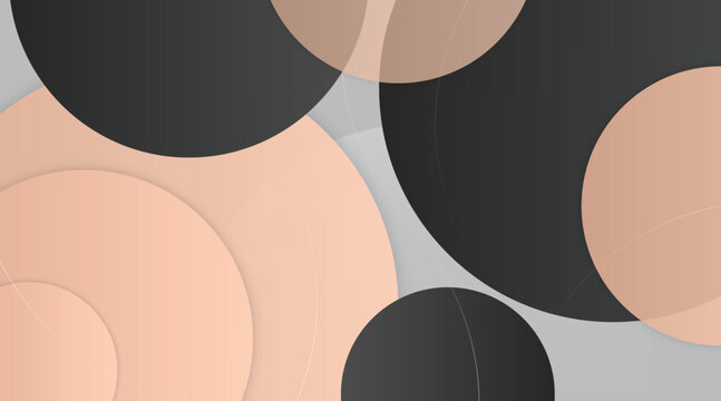 Abstract background with overlapping circles in soft peach and dark grey tones.