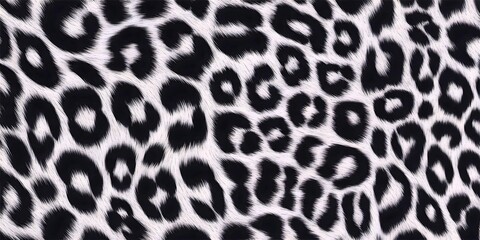 Obraz premium Seamless leopard print pattern, black and white animal skin texture, trendy fashion background design for textile, wallpaper, and apparel