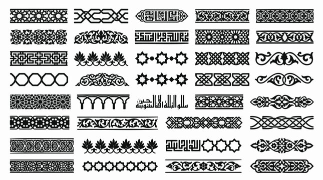 40 Black and White Seamless Patterns, Border Designs, Vector Borders, Geometric Ornaments