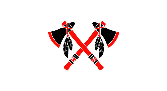 Crossed Tomahawks Native American Symbol, Tribal Warrior Icon