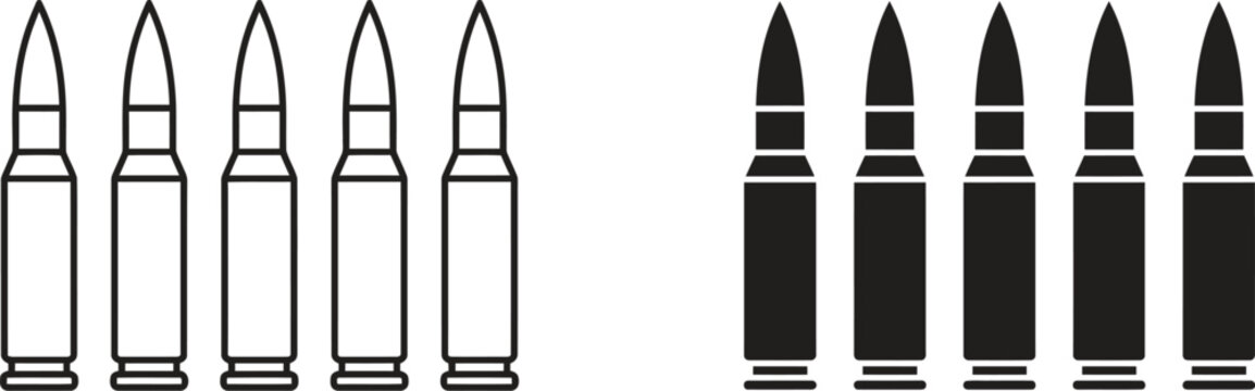 Six bullets in two different styles on white background