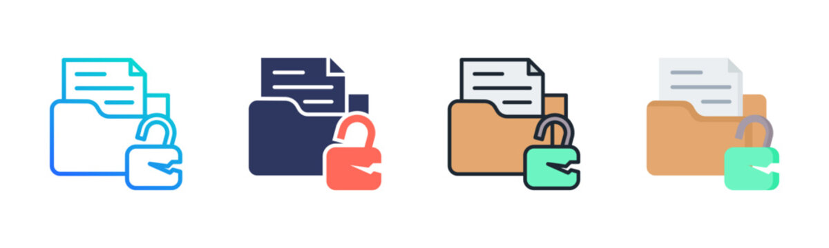 Data Breach Icon Set Multiple Style Collection