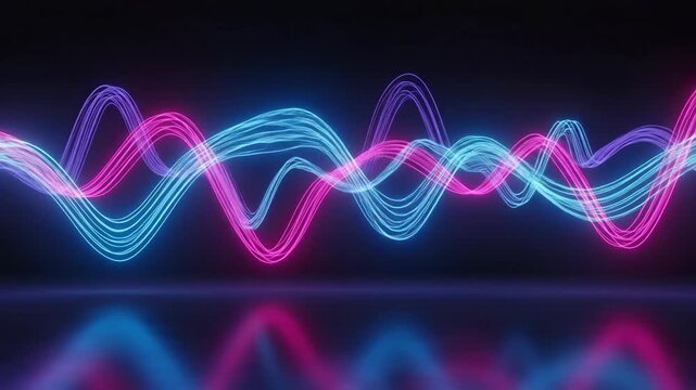 Abstract Neon Sound Waveform Visualization.
