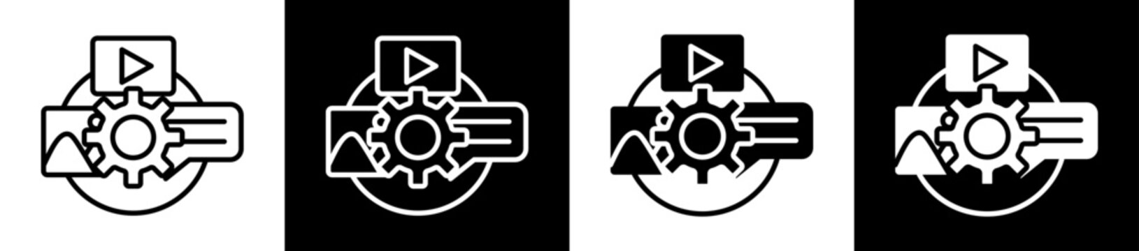 Content Management Icon Black And White Vector Illustration.