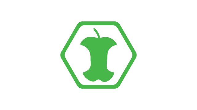 4K animation of organic waste symbol icon with white background, flat eco signage for waste management, recycling education and environmental motion graphics.