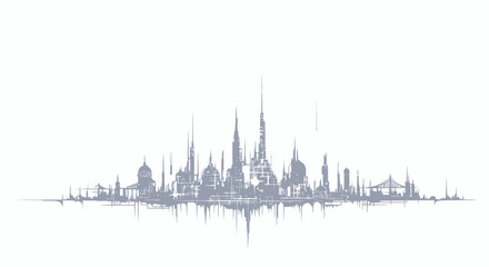 Naklejka premium Futuristic Cityscape Silhouette, Abstract Urban Skyline