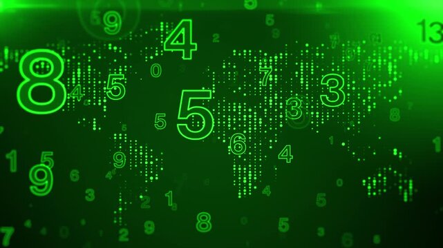 Green Flying Numbers Background Loop, Countdown Matrix Background Loop