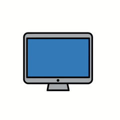 Fototapeta premium Modern Computer Monitor Displaying Blank Blue Screen on Stand Vector Illustration