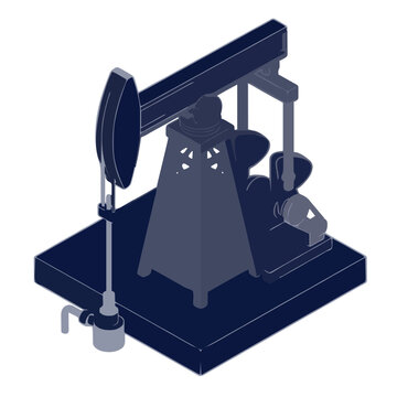 Isometric oil pump jack vector illustration, petroleum drilling crane
