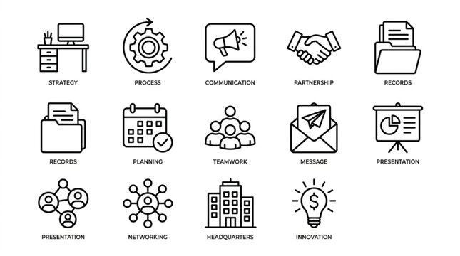 Business and Finance Icons Set.