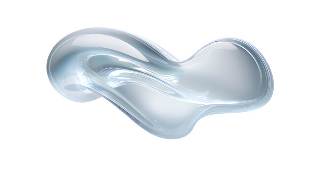 3d morphing liquid blob made of clear frosted glass transparent and shiny flowing and twisting isolated on white background abstract and smooth