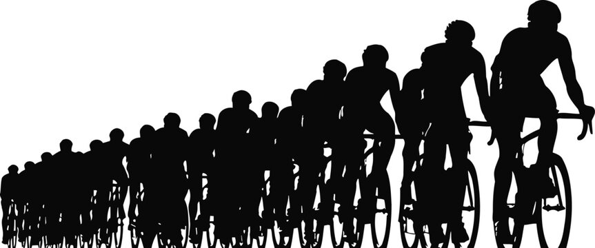 Large road cycling peloton silhouette for professional bicycle racing sport and endurance fitness lifestyle banner design