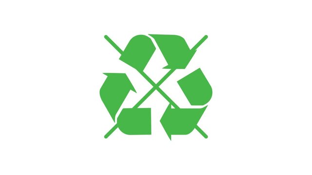 4K residual waste symbol animation with white background, flat non recyclable icon for garbage sorting, waste management and environmental education projects.