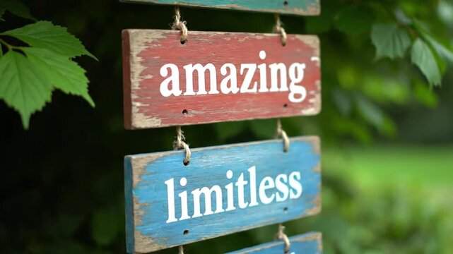 Motivational sign with positive words in nature.