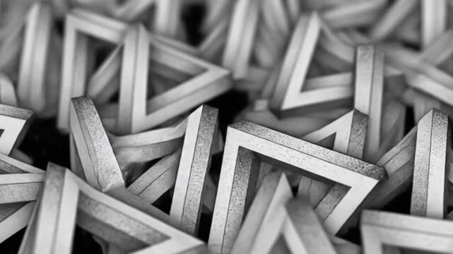 A monochrome (black and white) aesthetic 3D looping animation with a subtle depth of field (bokeh) effect. 