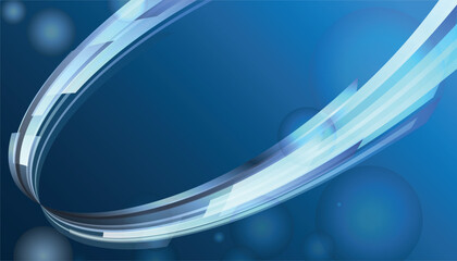 Futuristic blue glowing curves and spheres on gradient background for science and data visualization. © Azahar