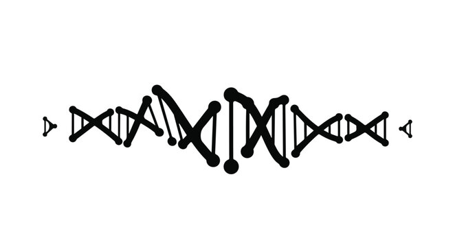 Abstract DNA helix symbols in a symmetrical scientific pattern