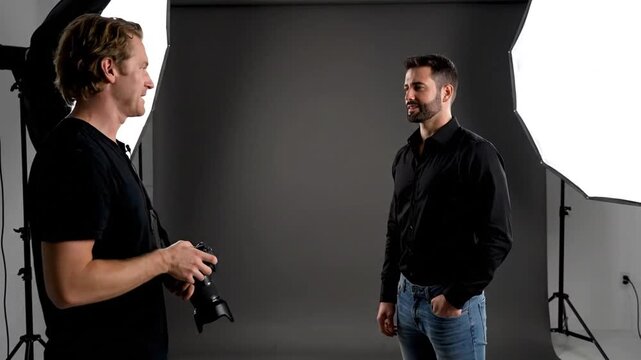 Photographer taking photo of a man.
