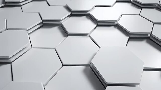Abstract Hexagonal Pattern Background with 3D Geometric Shapes and Shadows.