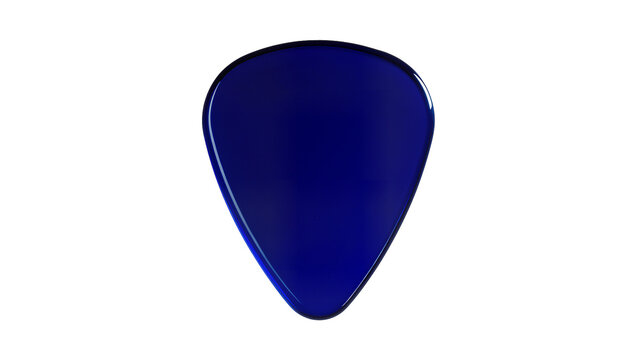 Glossy dark blue teardrop guitar pick, isolated on transparent background