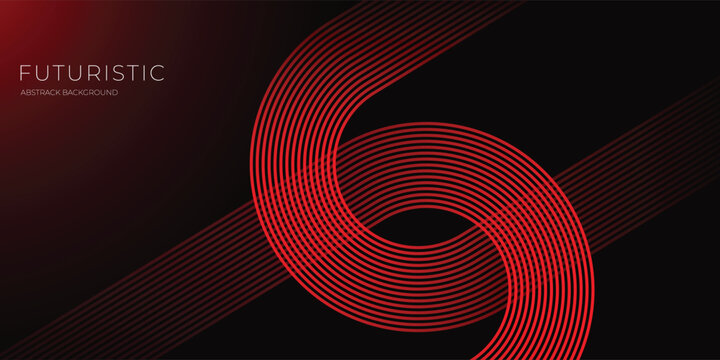 Futuristic abstract background featuring circular red line elements.