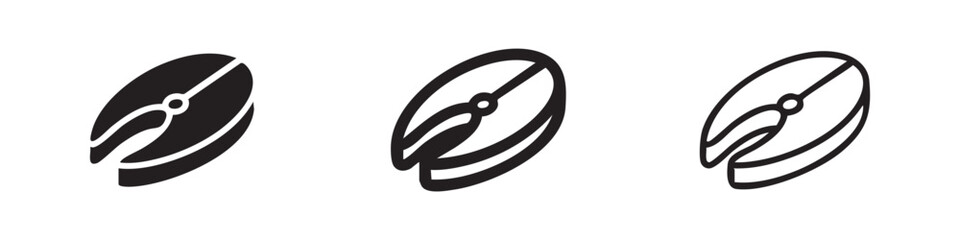 Fototapeta premium Salmon Steak Icon Set, Fish Fillet and Healthy Seafood Cooking Symbols