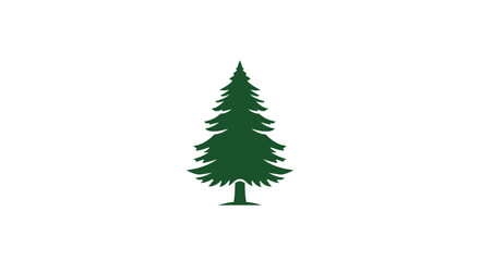 Obraz premium A dark green, stylized evergreen tree silhouette on a white background, representing nature