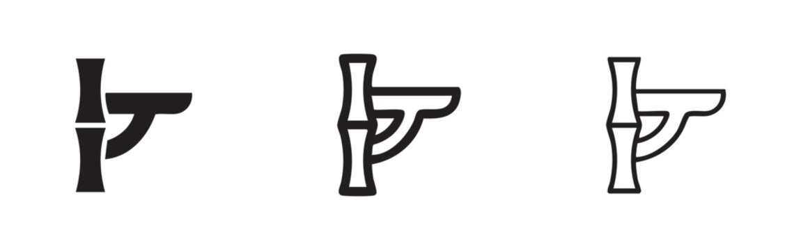 Toilet icon set showing WC commode in solid, outline, and hand-drawn styles. Bathroom fixture symbol for hygiene.