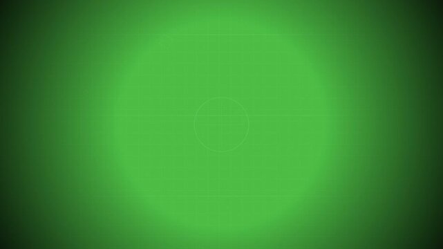 Green digital grid radar screen with glowing circle and abstract futuristic UI elements