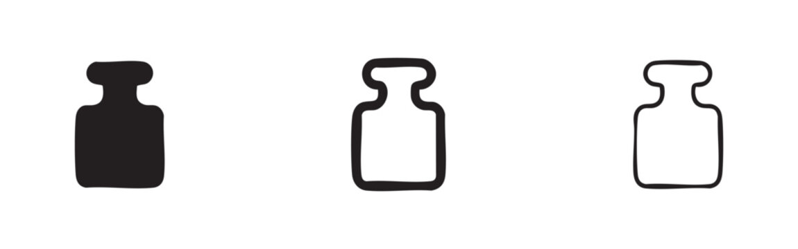 Calibration weight block icon set for precision measurement