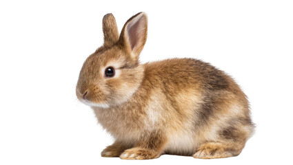 Obraz premium Fluffy brown rabbit with long ears, isolated on transparent background