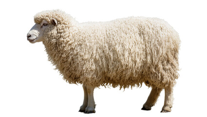 Obraz premium Fluffy white sheep with thick wool, isolated on transparent background