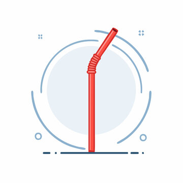 Red flexible drinking straw illustration