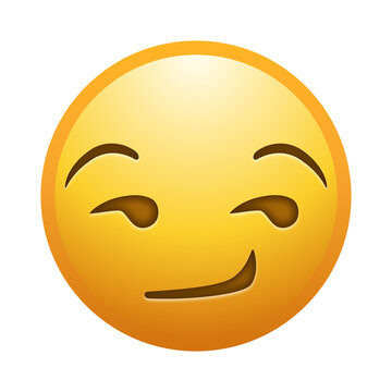 Smirking face emoji illustration, transparent background.