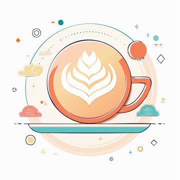 Latte Art Coffee Cup Illustration