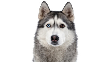 Siberian Husky dog with heterochromia, isolated on transparent background © Noah