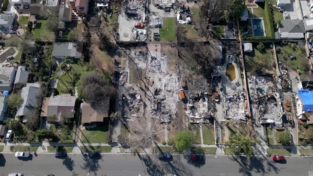 Wildfire Damage in Altadena California Drone Aerial View