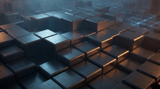 Dark Titanium Cube Technology Background