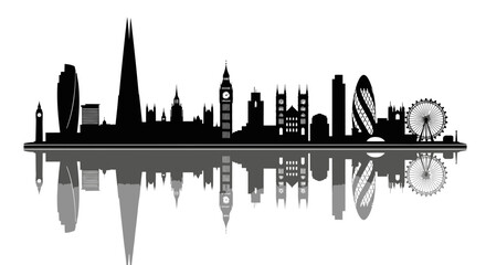 Obraz premium London Skyline Silhouette with Reflection